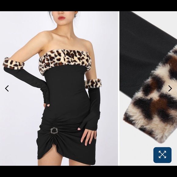 Vintage Off Shoulder Long Sleeve Leopard Mesh Dress